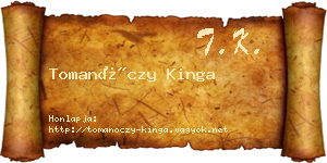 Tomanóczy Kinga névjegykártya