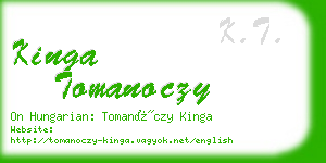 kinga tomanoczy business card